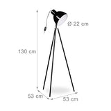 Relaxdays 10021293_46 Lampadaire 3 Pieds Luminaire Spot Projecteur 1 Feu Lampe Trépied HLP env. 130 x 53 x 53 cm, Noir, métal, 40 W, 130x53x53cm