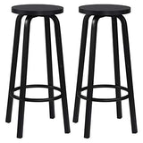 WOLTU 2 X Tabourets de Bar Bistro Tabouret Assise Rond en MDF et métal,Noir BH237sz-2