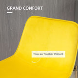 HOMCOM Lot de 2 Tabouret de Bar Chaise de Bar Velours avec Repose-Pieds Hauteur 103 cm - Pieds métal doré - Jaune