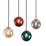 LFsem Plafonnier Simple Tête Coloré Ø15cm Globe En Verre Suspension E27 Loft Chambre Restaurant Suspension Lustre Simple Moderne (Vert Foncé)