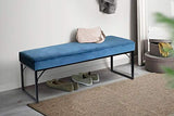 LIFA LIVING Banc Bout de Lit Gris, Banquette Capitonnée Velours Elegant avec Base en Métal Noir, Banquette Salon Design Ottoman Ultra Doux, Banc 120 cm