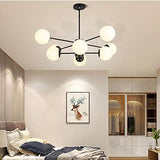Or Spoutnik Lustre 8-lumières Millésime Métal Suspension Luminaire Avec Blanc Globe Verre Ombre Moderne Industriel Plafonnier Pour Salon Chambre-Noir. 8 lumière