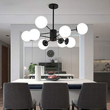 Or Spoutnik Lustre 8-lumières Millésime Métal Suspension Luminaire Avec Blanc Globe Verre Ombre Moderne Industriel Plafonnier Pour Salon Chambre-Noir. 8 lumière
