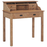 vidaXL Bois de Teck Massif Bureau Table d'Ordinateur Informatique Table d'Etude Table d'Ecriture Table de Travail Maison Salle d'Etude