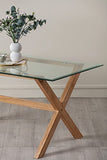 Movian Marque Amazon Table de Salle à Manger rectangulaire en chêne Massif et Verre trempé 150 x 85 x 75 cm