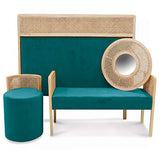 Déco en Ligne - Tête de lit Cannage et Velours Bleu Canard