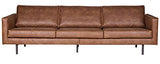 PEGANE Grand canapé 3,5 Places en éco-Cuir Bronco Marron, H 85 x L 277 x P 86 cm