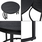 [en.casa] Set de 2 Tables Basses Rondes Gigognes Table de Salon Panneaux de Particules Métal Tailles Différentes Noir