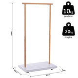 Homcom Portant vêtements sur roulettes Design Cosy Chic dim. 80L x 45l x 150H cm MDF Blanc Bambou