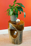 Table d'appoint Salavan en Bois de Racine - Tabouret en Teck Massif de 42 cm - Convient comme Support de Fleurs ou Table de Chevet pour Le Salon