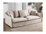 Vente-unique - Canapé 3 Places en Tissu et Lin Beige SANKA