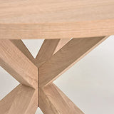 Kave Home - Table ronde Full Argo en mélamine Finition naturelle Pieds en acier Effet bois Ø 119 cm