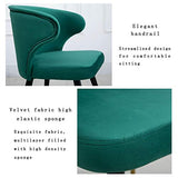 Chaise Design Scandinave,Métal Accueil Dossier Restaurant Simple Négocier Fauteuil En Tissu Velours Rétro (Color : Green)
