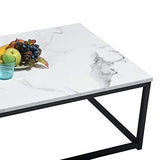 MEUBLES COSY Salon Table Basse Design Moderne Style Industriel, Structure en Métal, Marbre, 110x60x34cm
