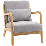 HOMCOM Fauteuil de Salon Design Moderne Chaise de Loisirs avec Coussin et Pieds en Bois de d'hévéa Charge Max. 120 Kg 61 x 71 x 76 cm Gris