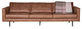 PEGANE Grand canapé 3,5 Places en éco-Cuir Bronco Marron, H 85 x L 277 x P 86 cm