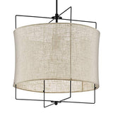 Eglo Suspension Bridekirk - 1 Ampoule - Vintage - Naturelle - Boho - Hygge - en Acier Noir et Textile Naturel - Lampe de Table de Salon Suspendue avec Douille E27 - Diamètre : 40 cm
