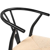 Yaheetech Lot de 2 Chaises de Salle à Manger Corde de Papier Cadre en Métal Ensemble de Chaises en Corde Intérieur Dossier Demi-Circulaire Cuisine Salon 54,5 × 57 × 73,5 cm Noir et Bois