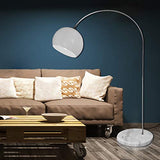 CCLIFE Lampe Lampadaire à arc salon courbée, Lampe arceau moderne en chrome Lampadaire sur pied marbre, Couleur: Blanc, réglable en hauteur 130-180cm