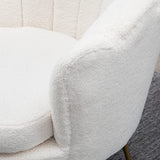 HOMCOM Fauteuil Coquillage Fauteuil Design dim. 79L x 77l x 77H cm Pieds dorés effilés Molleton Polaire Blanc