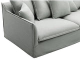 Vente-unique Canapé 3 Places en Tissu et Lin Gris SANKA
