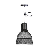 Filet de fer Abat-jour Noir Douille E27 Lampe Suspension Vintage Plafonnier DIY Lustre Fil Ajustable avec Noeud Luminaire Interieur pour Salon Chambre Restaurent Bar