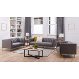 DecoInParis Fauteuil Moderne en Velours Pieds doré Roby (Gris)