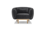 pib Fauteuil Arrondi Olson - Grand Confort d'assise, Matériaux Nobles | Une Forme enveloppante Qui procure Un Confort et Une esthétique Unique - Noir Graphite (L103 x H71 x P53 cm)