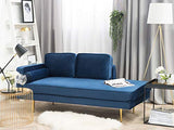 Beliani Chaise Longue Méridienne Côté Gauche en Velours Bleu Foncé pour Salon Glamour