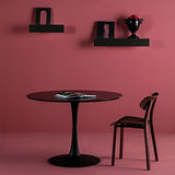 Tousmesmeubles Table de Repas Ronde Noire Pied Central - Still - L 110 x l 110 x H 75 - Neuf