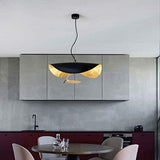 LED Pendentif En Forme De Feuille Chapeau Doré Suspension Lampe Hauteur Réglable Plafond Suspension Café Bar Chambre Salon Décoration Lustre Système D'éclairage,Noir,60cm
