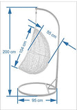 Kideo Swing Chair intérieur & extérieur, Chaise longue Polyrattan, Chaise suspendue, Chaise suspendue avec cadre et coussins (brun/blanc)