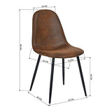 MEUBLE COSY Lot de 4 chaises de salle à manger Scandinave Fauteuil Salon Cuisine Pied Métal Noir Rétro Vintage en suédine Marron