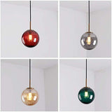 LFsem Plafonnier Simple Tête Coloré Ø15cm Globe En Verre Suspension E27 Loft Chambre Restaurant Suspension Lustre Simple Moderne (Vert Foncé)