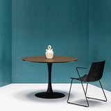 Tousmesmeubles Table de Repas Ronde Pied Central - Still : Noyer - L 110 x l 110 x H 75 cm - Neuf