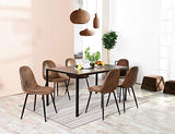 Homy Casa Lot de 4 Chaises 44x44x87cm Scandinave Rétro Vintage en Suède Marron Pied Métal Noir
