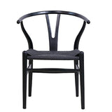 Tomile Wishbone Chaise en Y en bois massif et rotin naturel