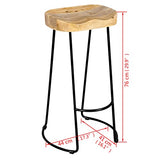 vidaXL 2X Bois de Manguier Massif Tabouret de Bar Gavin Meuble de Bistrot