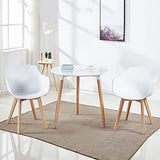 H.J WeDoo Lot de 2 Chaise Salle à Manger, Fauteuils Scandinave de Chaise latérale Design rétro avec Jambe de Bois de hêtre Massif - Blanc