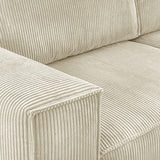 HOMIFAB Canapé d'angle Convertible réversible 5 Places avec Coffre de Rangement en Velours côtelé Beige - Collection Harper