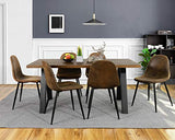 Homy Casa Lot de 4 Chaises 44x44x87cm Scandinave Rétro Vintage en Suède Marron Pied Métal Noir