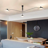 Mid-Century Moderne Plafond Luminaire En Métal Art Semi Plafonnier Plafonnier Avec Réglable Lampe Tête Peinture Poudre Finition (Noir, 3 lumières)
