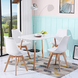 H.J WeDoo Lot de 4 chaises de Salle à Manger scandinaves, Chaises Rétro Bois de hêtre Massif- Blanc