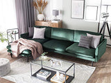 Beliani Canapé d'angle Côté Droit Fixe en Velours Vert pour Salon Glamour et Vintage