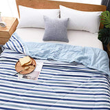 Chickwin Couvre Lit Matelassée, Simple Rayure Imprimé Couvre-lit Réversible Couverture de lit Doux Microfiber Jeté de Lit Dessus de Lit pour Lit 1 ou 2 Personnes (Bleu,150x200cm)
