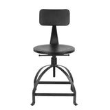 IKAYAA Tabouret de Bar Industrial en Métal Ajustable Hauteur Swivel Kitchen Dining Chair Backrest avec Sac à Dos Noir