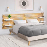 IDMarket - Tête de lit en Lattes AVA 240 CM Bois Clair et étagères Blanches