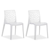 Homestyle4u 2465 Lot de 2 chaises de jardin empilables en plastique Blanc Résistant aux intempéries