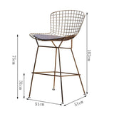 XNLIFE Creux Fil High Bar Chaise Simple Nordique Moderne en Fer forgé Creative Dossier en Cuir métal Grillage Haut Tabouret Style Industriel Hauteur d'assise 75 cm Chaise de Bureau (Color : Gold)