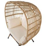 Beliani - Fauteuil Cocon - Veroli - en Rotin PE et Acier, Naturel, Coussins Beiges